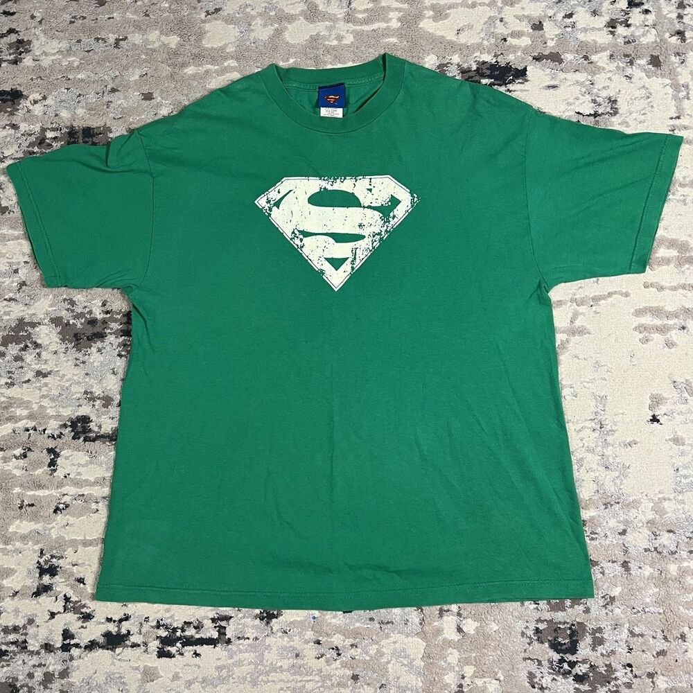 Vintage Men's Superman T-Shirt Green Size XL Graphic Crewneck St. Patricks